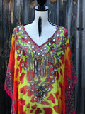 MAJESTIC RED LEOPARD, Short Kaftan — DISCOUNT —35% off & FREE shipping in Australia